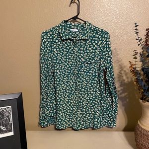 EUC Ganni Verdant Green Nasturtium Floral Blouse